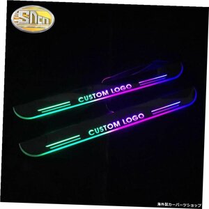 トヨタハイエース2014?2018LEDドアシルスカッフプレートガードRGB7色ムービングライトドアシルカスタマイズバッジワードペダル For Toyot