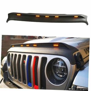 車4x4オフロードアクセサリーフードトレイルアーマーバグガードLED付きジープラングラーJL2018-2022 Car 4x4 Off Road Accessories Hood T