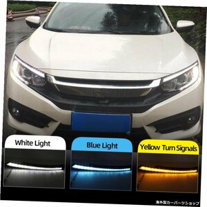 Honda Civic 2016 2017 2018 2019 2020の場合点滅LEDヘッドライトアイブロウデイタイムランニングライトDRLフローイエローシグナル For Ho