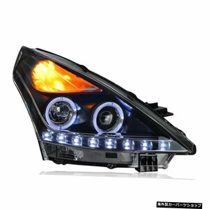 日産ティアナ200820092010 2011 2012 2pcs Modified black LED angel eye aperture, far and near beam lens headlight assembly for Nis