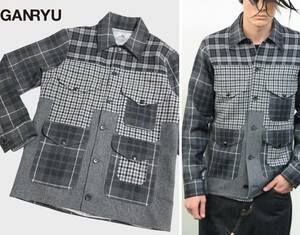 GANRYU 14ss wool check shirt jacket S ganryu 