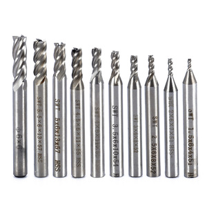  endmill is chair steel HSS 4 sheets blade f rice router CNC bit 1.5mm-6mm 10 pcs set 