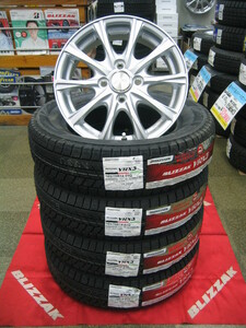 ブリヂストン 国産 スタッドレス タイヤ ブリザック VRX3 165/70R14 165/70-14 ＆ アルミホイール 新品 4本 税込 2023年製 送料無料 デミオ