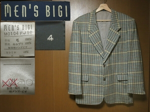  rare thing *4 size (LL?)[ men's Bigi MEN'S BIGI] cashmere mixing (10%) wool 100%[ check pattern ] jacket [ peace made Vintage ] that time thing *