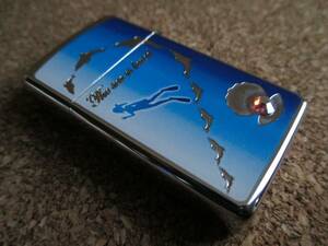 ZIPPO 『The sea is loved 青い海 愛 真珠貝 イルカ ダイバー 限定品』2008年4月製造 リゾート オイルライター ジッポ 廃版激レア 未使用品