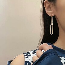 ♪ 両耳用 チェーン リング ピアス ♪ ジュエリー ロングピアス 耳飾り スタッド イヤリング レディース アクセサリー 金 z2_画像8