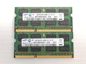 T597◇◆中古 SAMSUNG 2Rx8 PC3-8500S-07-10-F2 メモリ 4GB(2GB×2)