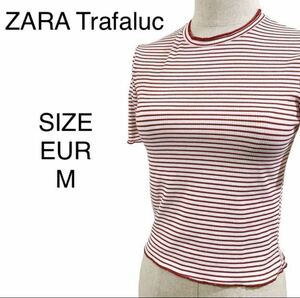 IK45 ZARA Trafaluc ザラ トップス 半袖Tシャツ Tシャツ レッド ボーダー サイズEUR M レッド ホワイト ボーダー柄 送料無料