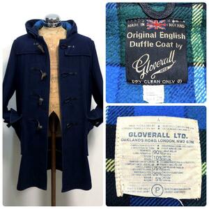 濃紺 70s GLOVERALL グローバーオール ダッフルコート ビンテージ 英国製 イングランド 黒タグ UK イギリス ユーロ ヨーロッパ 古着 60s