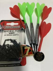 ダーツセット　　 Harrows バレル16Ｇ、一体型フライト、バッチ2個 送料無料 1/25-1