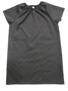  prompt decision [ short sleeves smock *130~140* height length | black tea * plain ]sc2433