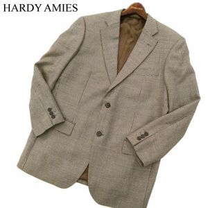 HARDY AMIES ハーディ エイミス 【上質 ウール シルク混】 ゆったり アンコン テーラード ジャケット Sz.98AB6　メンズ　C3T00103_1#N