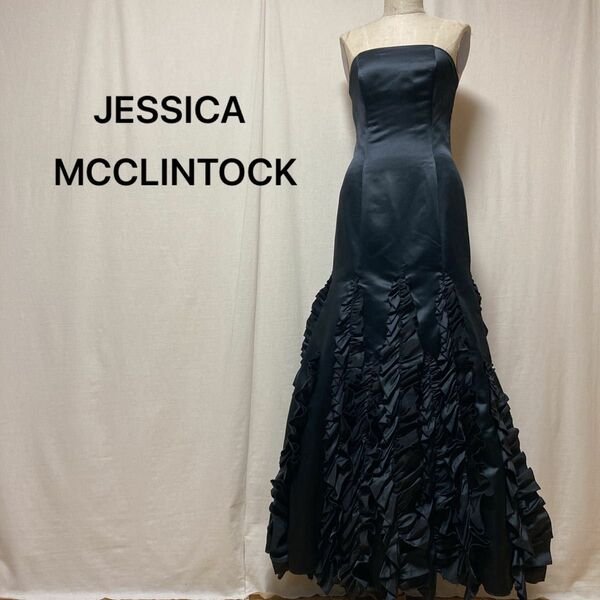 JESSICA MCCLINTOCK ジェシカマクリントック ロングドレス パーティドレス カラードレス 光沢 黒
