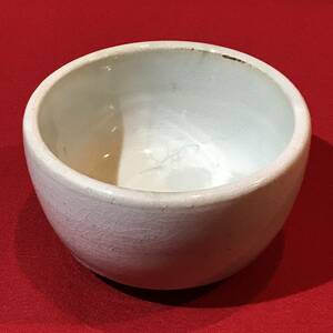 Ａ5101●陶器【抹茶茶碗】白 φ12.4×7.3㎝ 未使用 長期保管品 箱なし