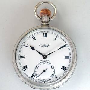 JWベンソン ロンドン 銀無垢 デニソンケース J.W.BENSON POCKETWATCH 1930年代 機械式手巻き 懐中時計 ジャンク DENISON A.L.D イギリスの画像2