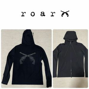 名作 roar guns スワロフスキー スタッズ 二丁拳銃 ダブル ジップBLACK フーディー Hooded 2 ガンズ