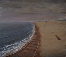 『海岸線』　オリジナルシュールレアリズム的幻想絵画　F10号油彩 _画像1