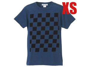 5°CHECKER 染込プリント Tシャツ NAVY×BLACK XS/チェッカーヴィンテージvintageクラシック単車旧車ライダービンテージバイク用チョッパー