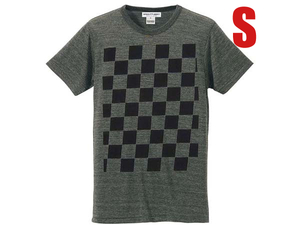 5°CHECKER 染込プリント Tシャツ CHARCOAL×BLACK S/バイク乗りハーレーオールドスクール古着モーターサイクルレーシングツーリングウェア