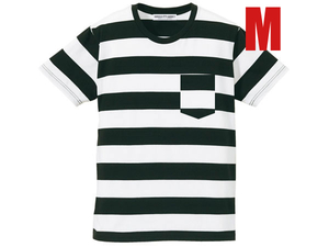 PRISONER BORDER POCKET T-shirt BLACK×WHITE M/ポケットバイカーチョッパーボーダーニルバーナカートコバーングランジファッションバイク