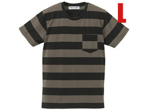 PRISONER BORDER POCKET T-shirt BLACK×CHARCOAL L/ブラックボーダーポケットtシャツ縞しまシマ囚人服カートコバーングランジファッション