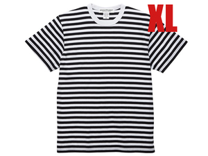 BORDER T-shirt BLACK × WHITE XL/ボーダーtシャツ黒白フレンチカジュアル細しまシマ縞ナロー細ボーダーマリンボーダーキレカジ爽やか