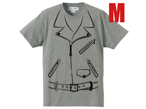 だまし絵 Wライダース T-shirt GRAY M/langlitz leatherラングリッツレザーbucoブコbatesベイツbeckベックaero leatherエアロレザー60s70s