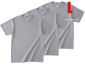 FRUIT OF THE LOOM 日本人向け仕様 Tシャツ 3pc SET GRAY L/無地半袖メンズレディースアメカジラギット定番shortsleeveカットソー正規品