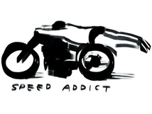 SPEED ADDICT 手書き風 T-shirt WHITE S/白ドラッグレースnascarマン島ttレースmotogpトライアンフbsaノートンmv agstabmwピアジオベスパ_画像4