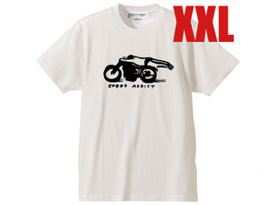 SPEED ADDICT 手書き風 T-shirt WHITE XXL/白tee2xlビッグサイズindian motocyclevincent black shadowhrdヴィンセントブラックシャドウ