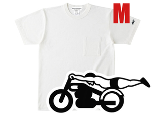 袖スピードアディクト POCKET T-shirt NATURAL M/白生成りアイボリーポケットTシャツポケteeワンポイントハーレーフラットヘッドパンヘッド
