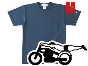 袖スピードアディクト POCKET T-shirt DENIM M/青デニムインディゴポケットTシャツポケtee刺繍ワッペンワンポイントダイナソフテイル80s90s