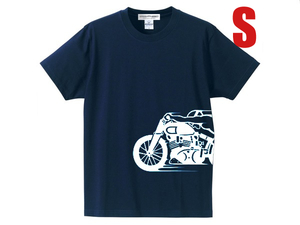 スピードアディクト サイドプリント T-shirt NAVY S/紺ネイビー青ブルーハーレーチョッパーバイクフラットヘッドアメカジ古着50s60s70s80s