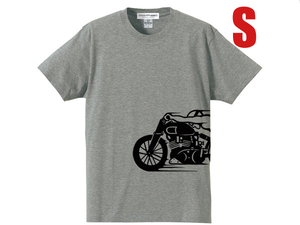 スピードアディクト サイドプリント T-shirt GRAY S/霜降りグレーハーレーチョッパーバイクサイドバルブフラットヘッドダイナソフテイル80s