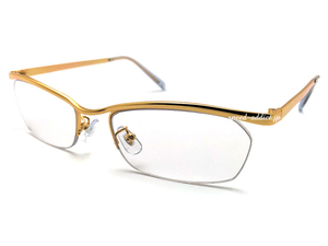 METAL NARROW HALF RIM SUNGLASS GOLD × CLEAR/メタルナローハーフリムサングラス金クリアアイウェアオラオラシャープバイカー紫外線対策