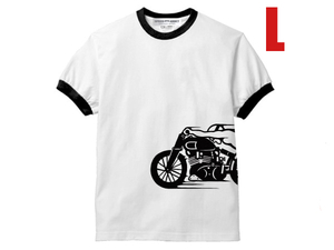 スピードアディクト サイドプリント Ringer T-shirt L/ヴィンテージvintageビンテージクラシックハーレーチョッパーバイクアメカジusa古着