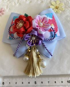  hand made ribbon Japanese style hair clip 42. kimono hakama . The Seven-Five-Three Festival hair ornament cat pohs postage included 