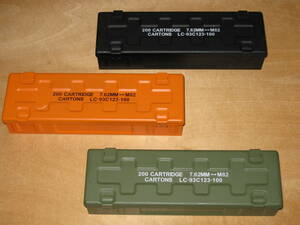 3個セット200 CARTRIDGE 7.62MM M82 CARTONS LC−93C123−100 ブラック オレンジ グリーン 弾薬箱 BOX ケース 小物入れ ミリタリー 送¥520~