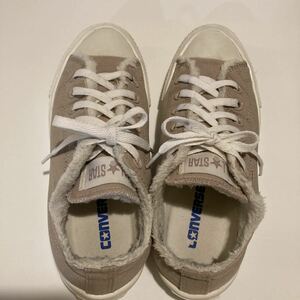 コンバース　オールスター　ベージュ　23.5センチ　レディース　スニーカー CONVERSE ライト ボアスリップ OX グレー靴ボア付き　送料510円