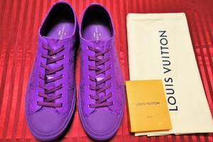 定価13.5万円 未使用品 ルイヴィトン(LOUIS VUITTON) タトゥーライン モノグラムキャンバスレザースニーカー ６(日本サイズ25cm程度) 紫