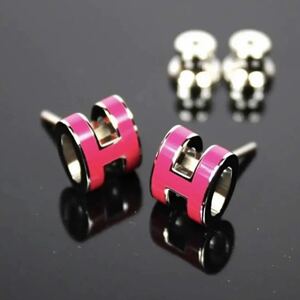  new goods unused goods Hermes Mini pop ash earrings rose silver 