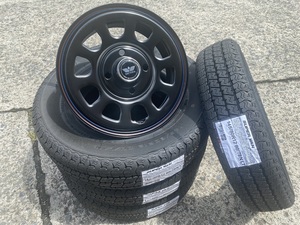 送料無料/SST デイトナ BK 12インチ4.0J+40 4H100 ヨコハマ/Y356 145/80R12 80/78N ハイゼット/キャリィ/エブリィ/N-VAN/軽バン/軽トラ