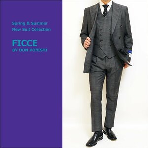 SALE new goods spring summer FICCE Fitch . ash gray .13mm stripe slim type 6 button double ( the best attaching ) suit A6