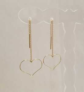  new goods *K18(18 gold ) Open Heart charm attaching american earrings 