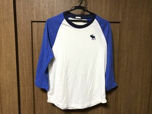 Abercrombie&Fitch アバクロンビー＆フィッチ ★ 長袖 Tシャツ Sz.S　メンズ 白＆青