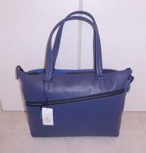 ◆ タグ付き未使用品！LANVIN en Bleu アルマイト レザートートバッグ ブルー ◆