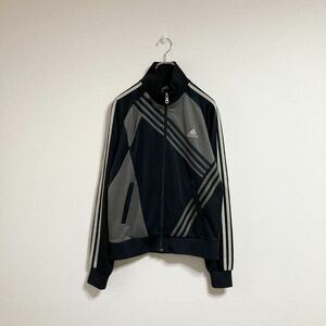 00s Adidas アディダス トラックジャケット ジャージ アシンメトリーデザイン ブラック - Size M