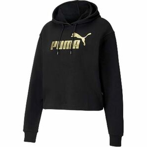 PUMA プーマ ESS+ METALLIC クロップドフーテ PUMA BLACK-G 585180-56 プルオーバーパーカー