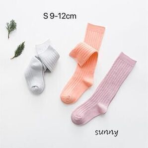 1260S 3足 ベビーキッズ靴下 無地 ハイソックス 9-12cm