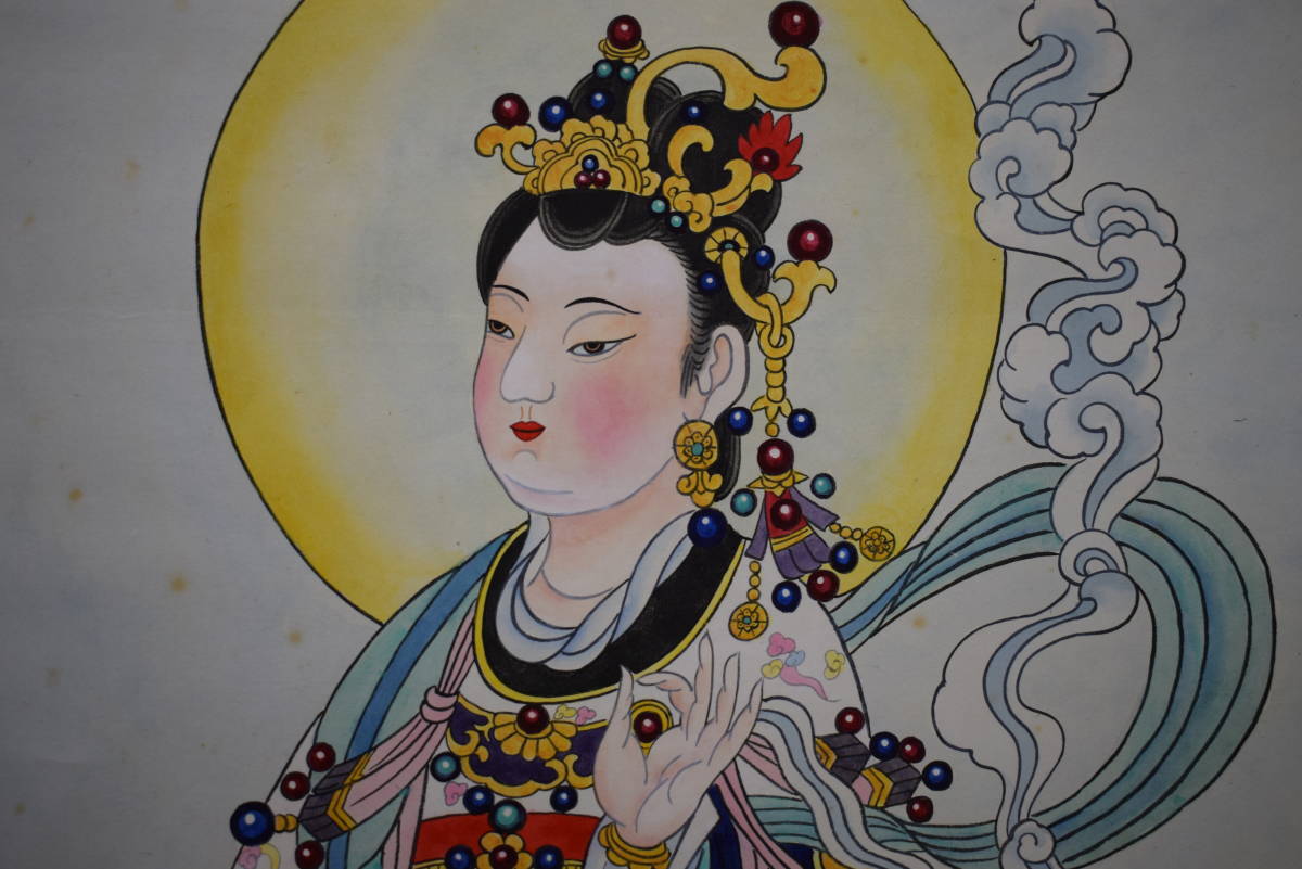 [Desconocido] // Autor desconocido / Figura / Kannon / Tennyo / Pintura china / Grande / Pergamino colgante Hotei HJ-837, Cuadro, pintura japonesa, persona, Bodhisattva